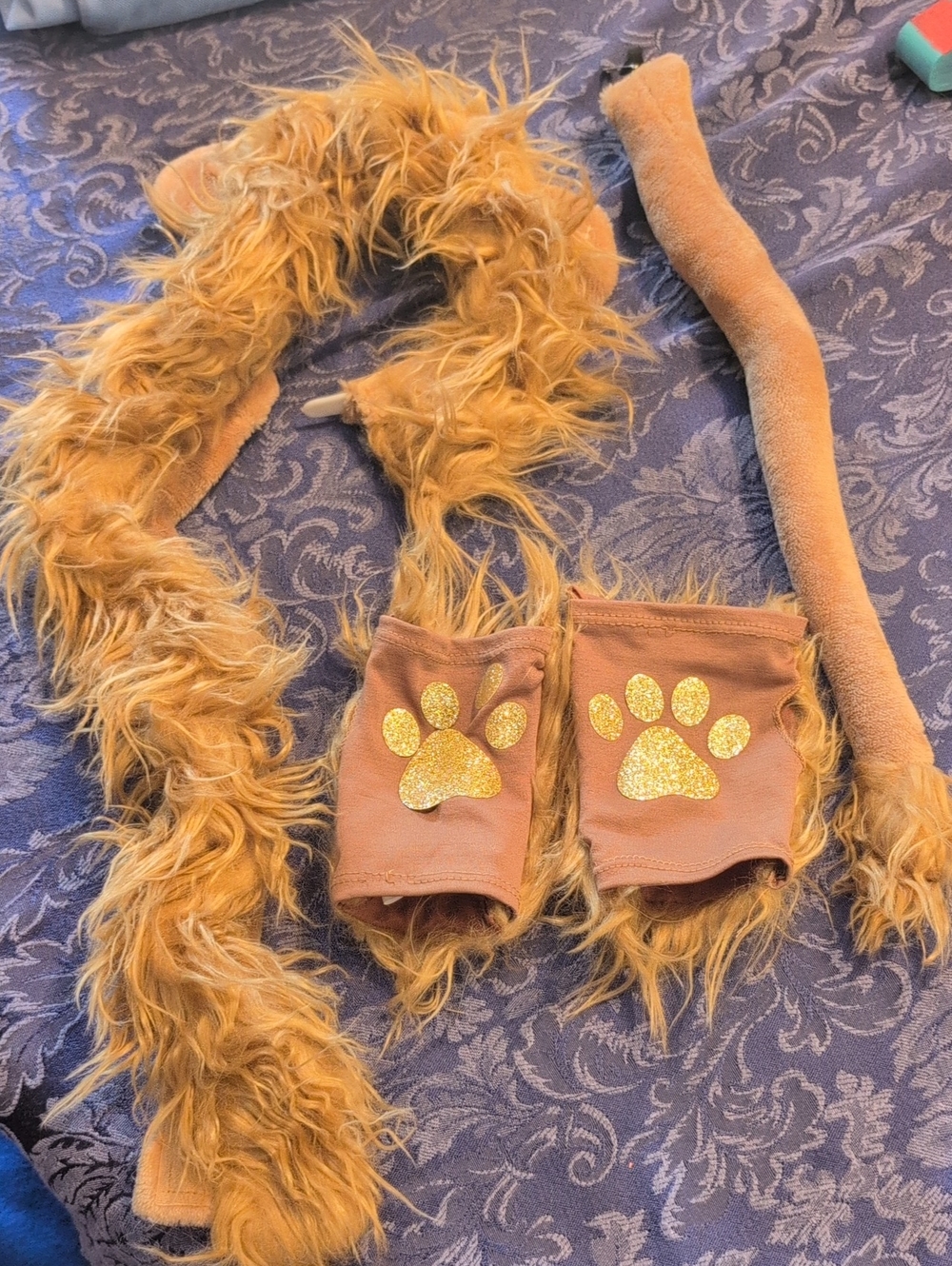 Kids Faux Fur Lion Costume Accessories Set - Tan